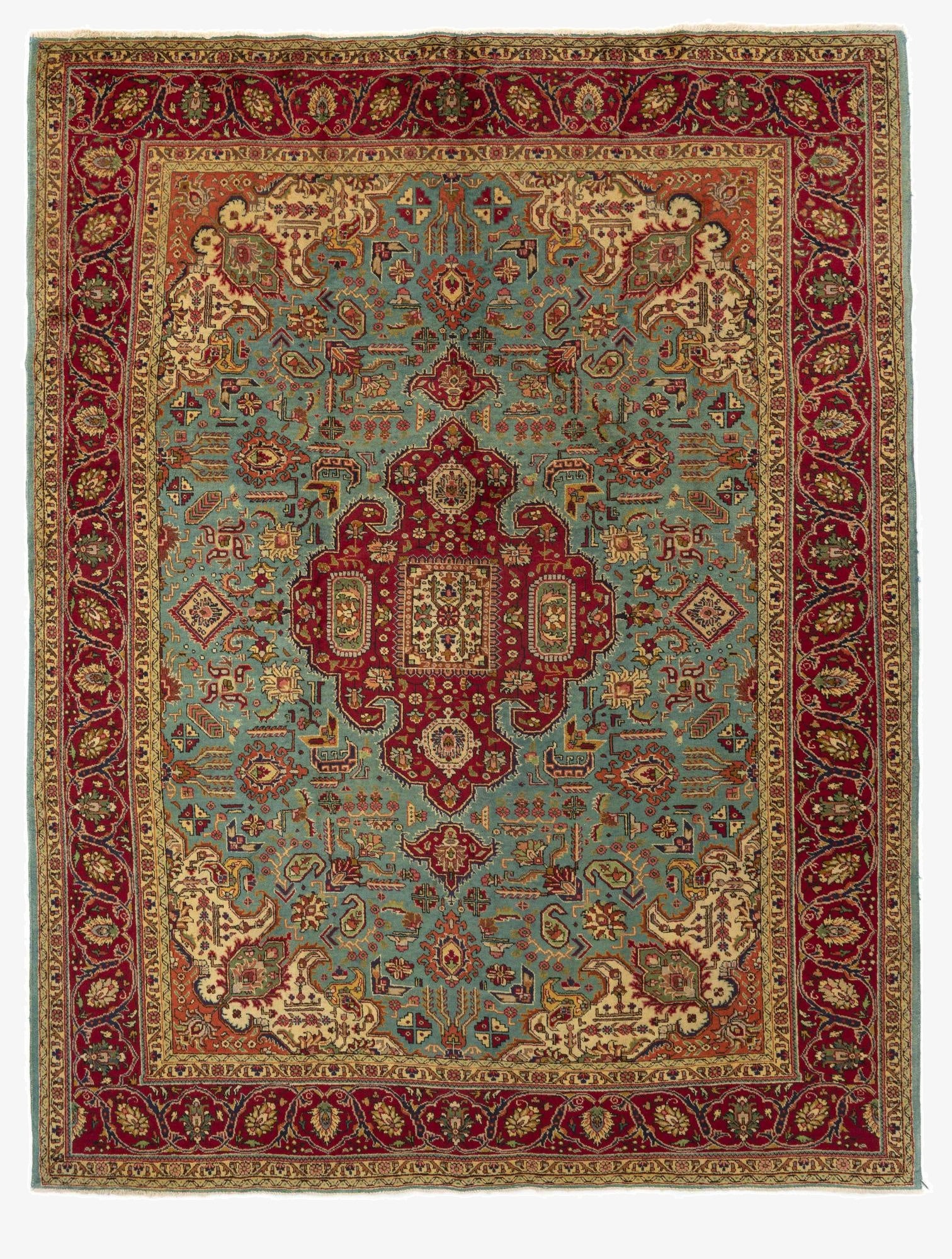 9' 7 x 12' 8  Hand Knotted Tabriz Persian Wool Rug