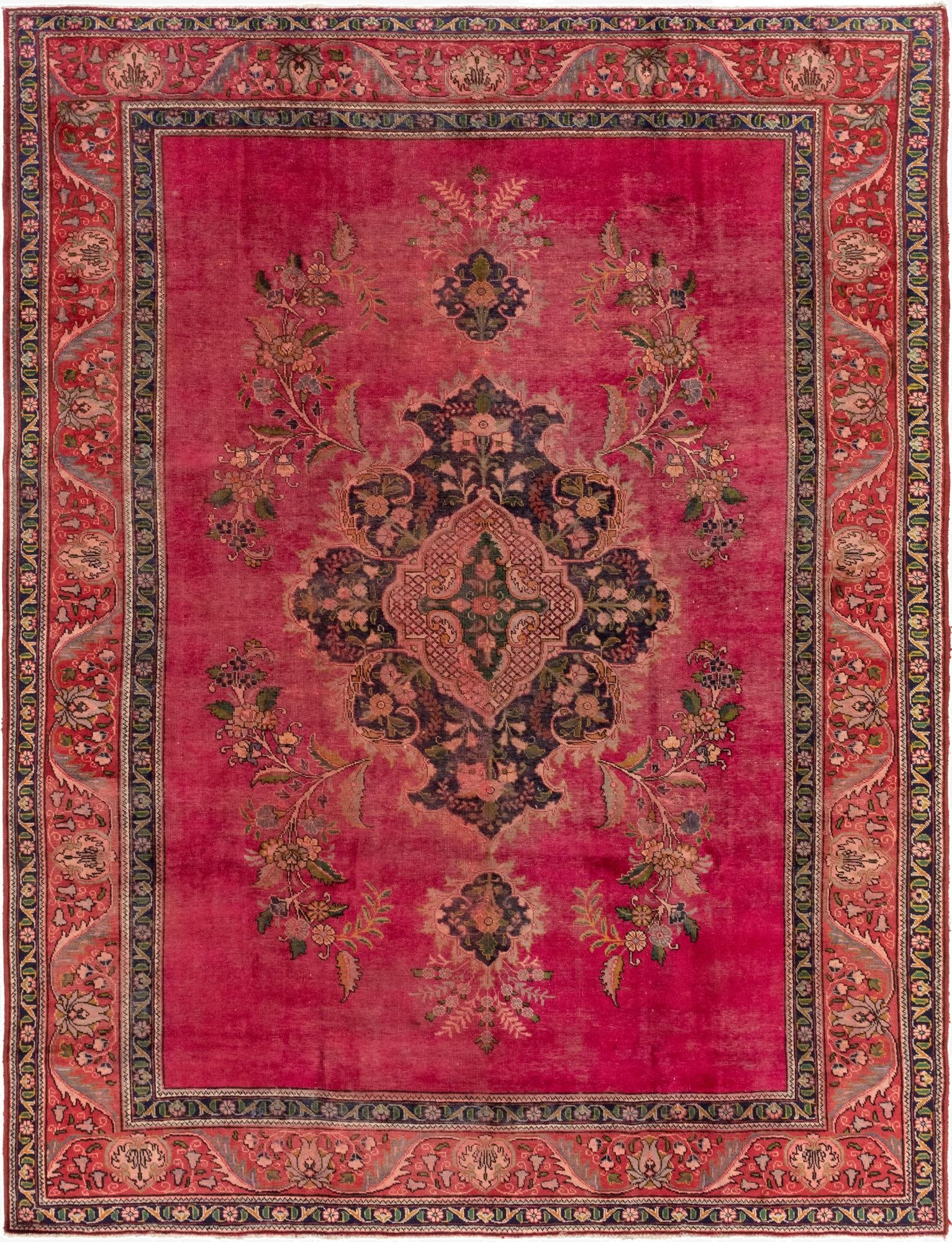 9' 6 x 12' 9  Hand Knotted Tabriz Persian Wool Rug