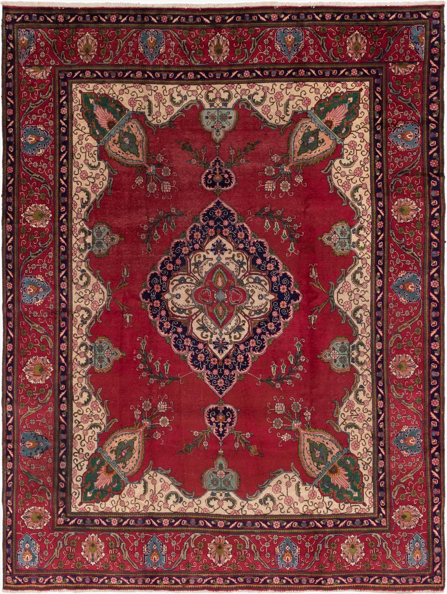  9' 7 x 12' 8  Hand Knotted Tabriz Persian Wool Rug