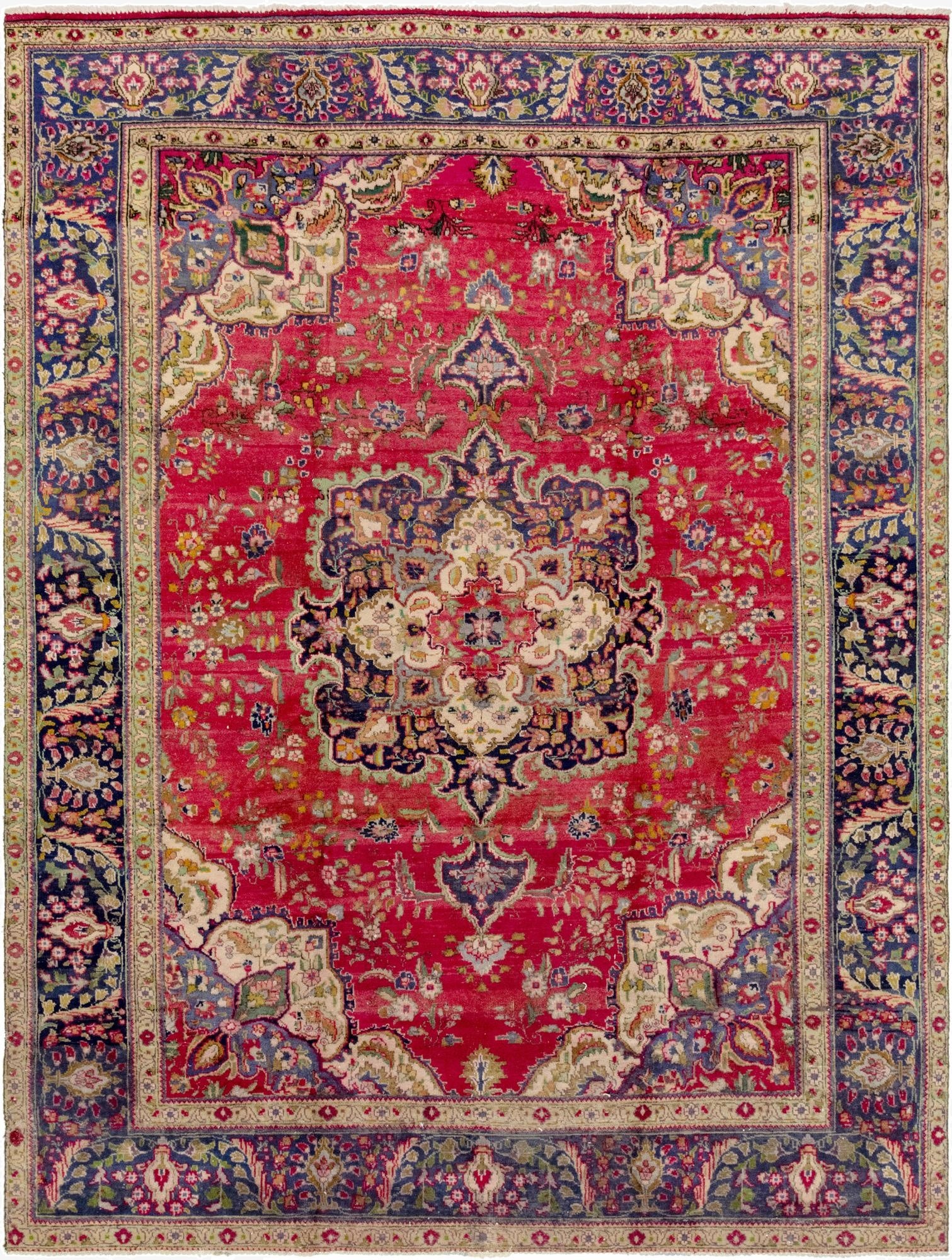 9' 6 x 12' 7  Hand Knotted Tabriz Persian Wool Rug