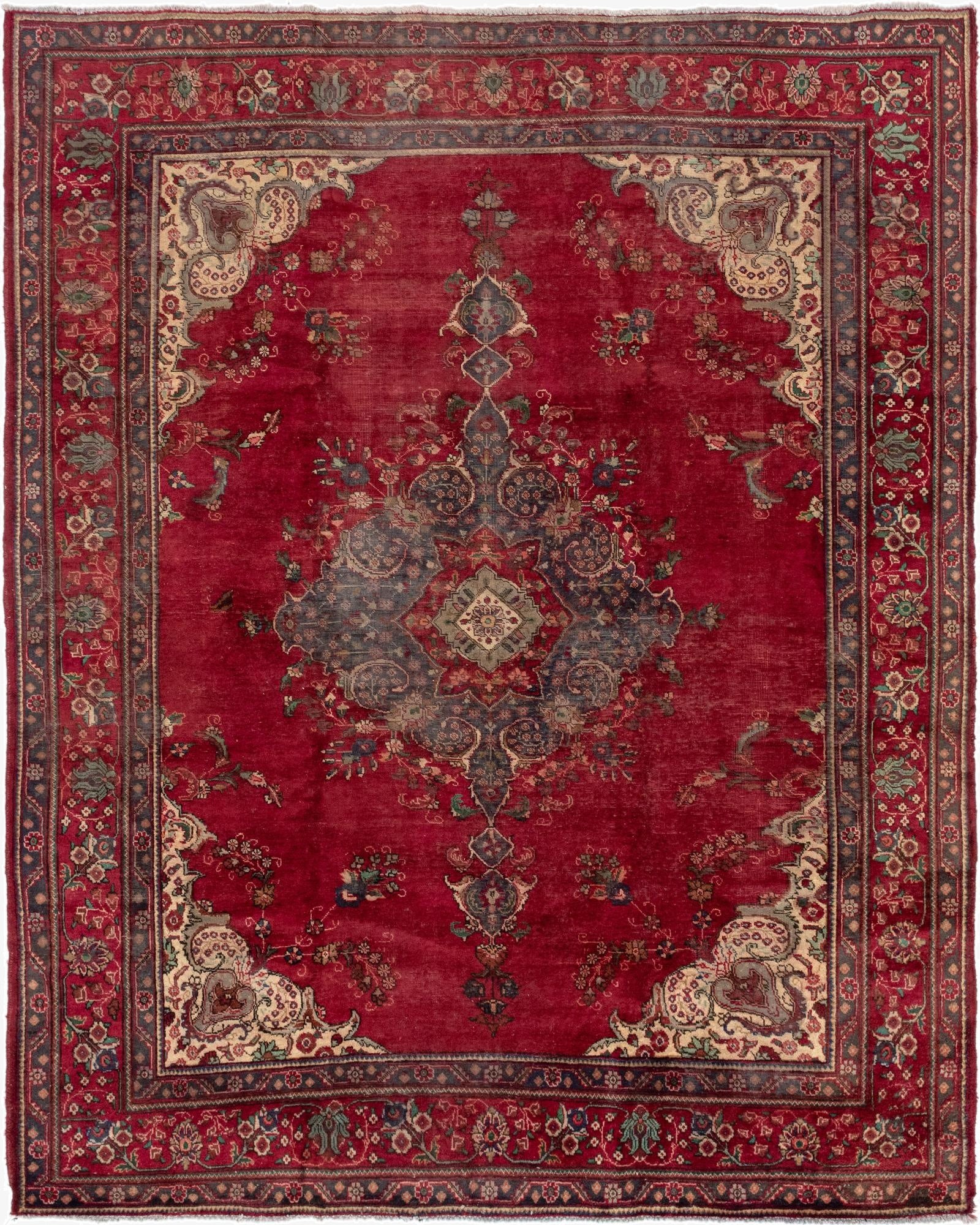 9' 8 x 11' 10  Hand Knotted Tabriz Persian Wool Rug