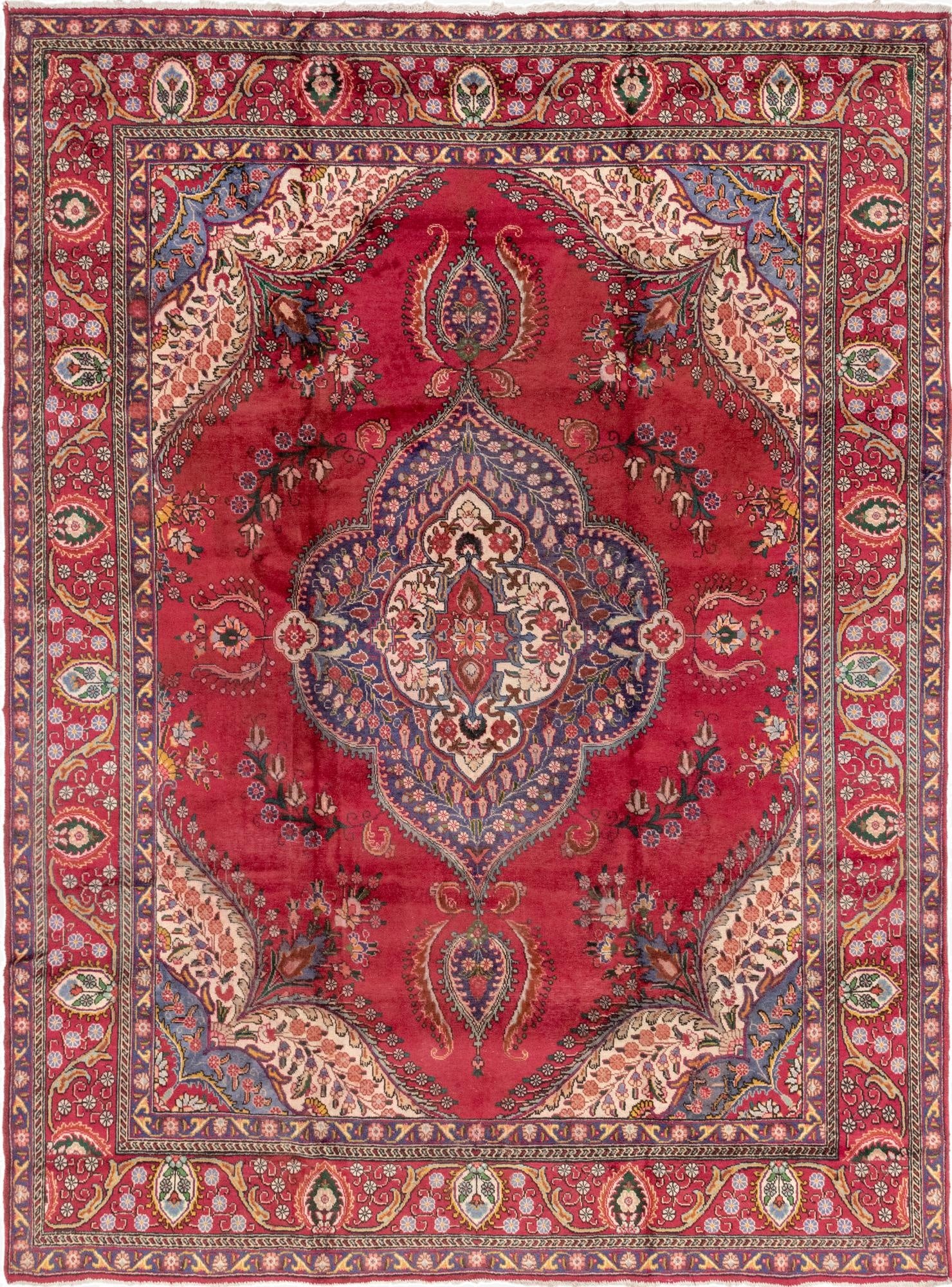 9' 7 x 13' 3  Hand Knotted Tabriz Persian Wool Rug