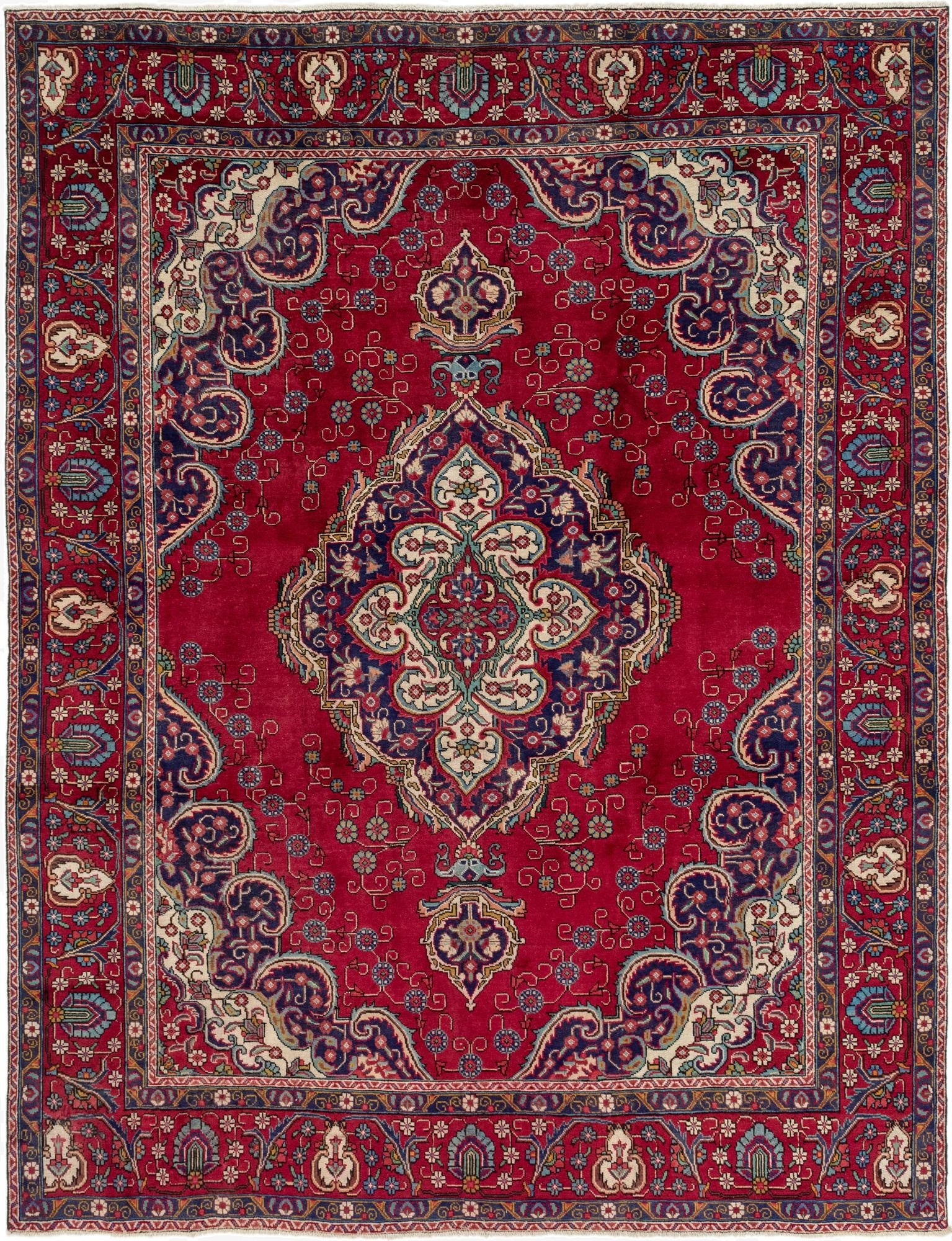 9' 9 x 12' 9  Hand Knotted Tabriz Persian Wool Rug