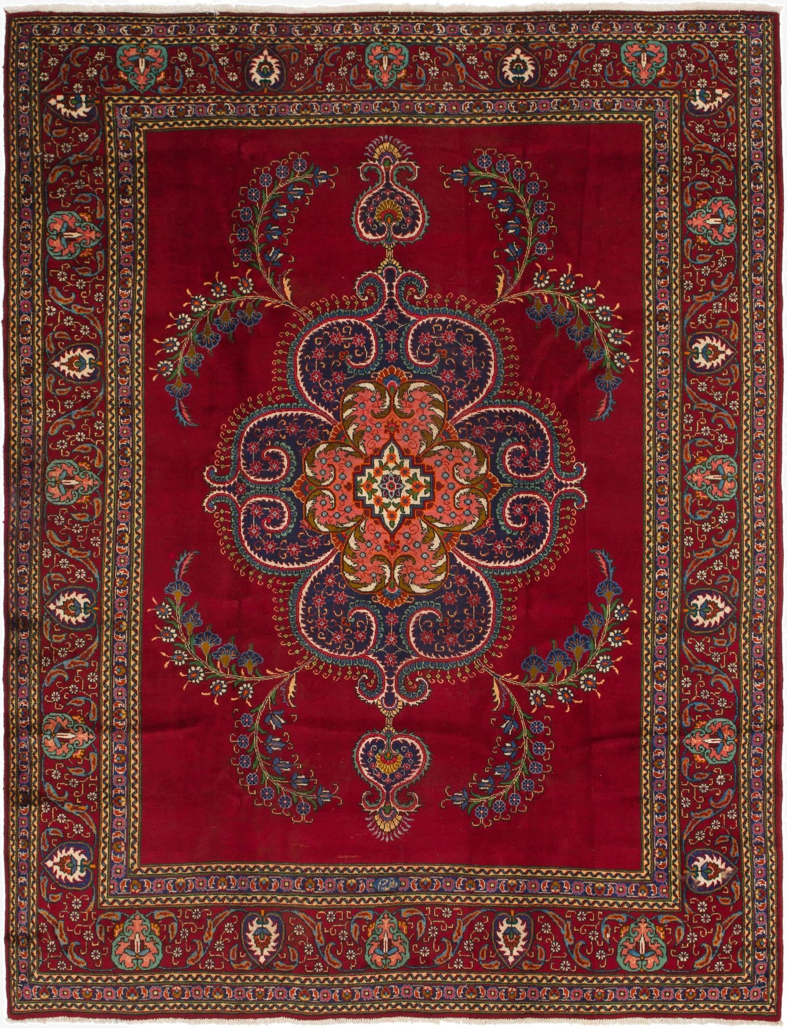 9' 7 x 12' 6  Hand Knotted Tabriz Persian Wool Rug