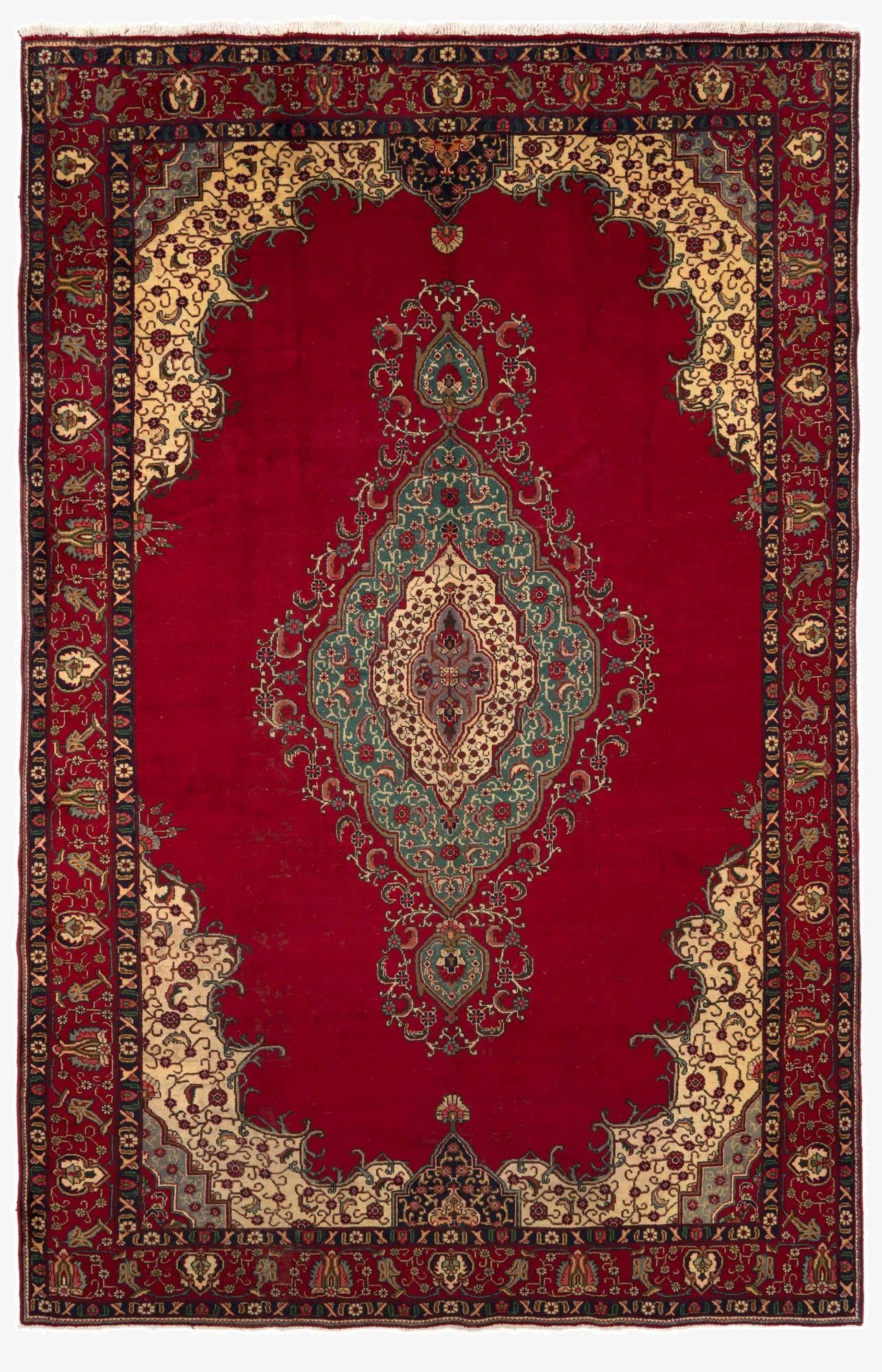 9' 6 x 15' 3  Hand Knotted Tabriz Persian Wool Rug