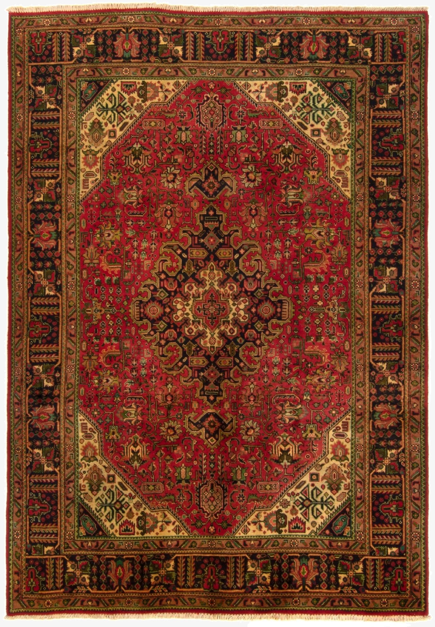 6' 7 x 9' 5  Hand Knotted Tabriz Persian Wool Rug
