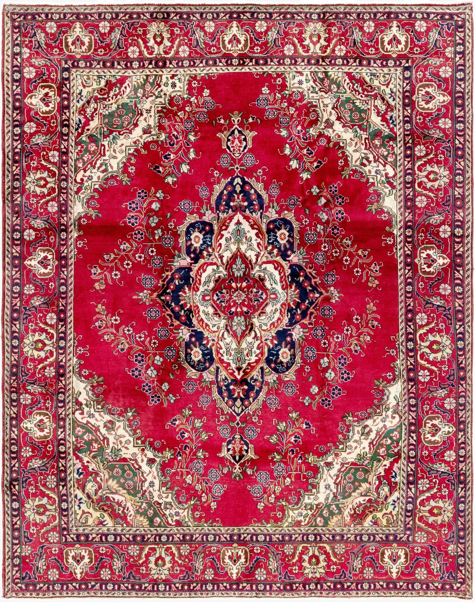 9' 8 x 12' 8  Hand Knotted Tabriz Persian Wool Rug