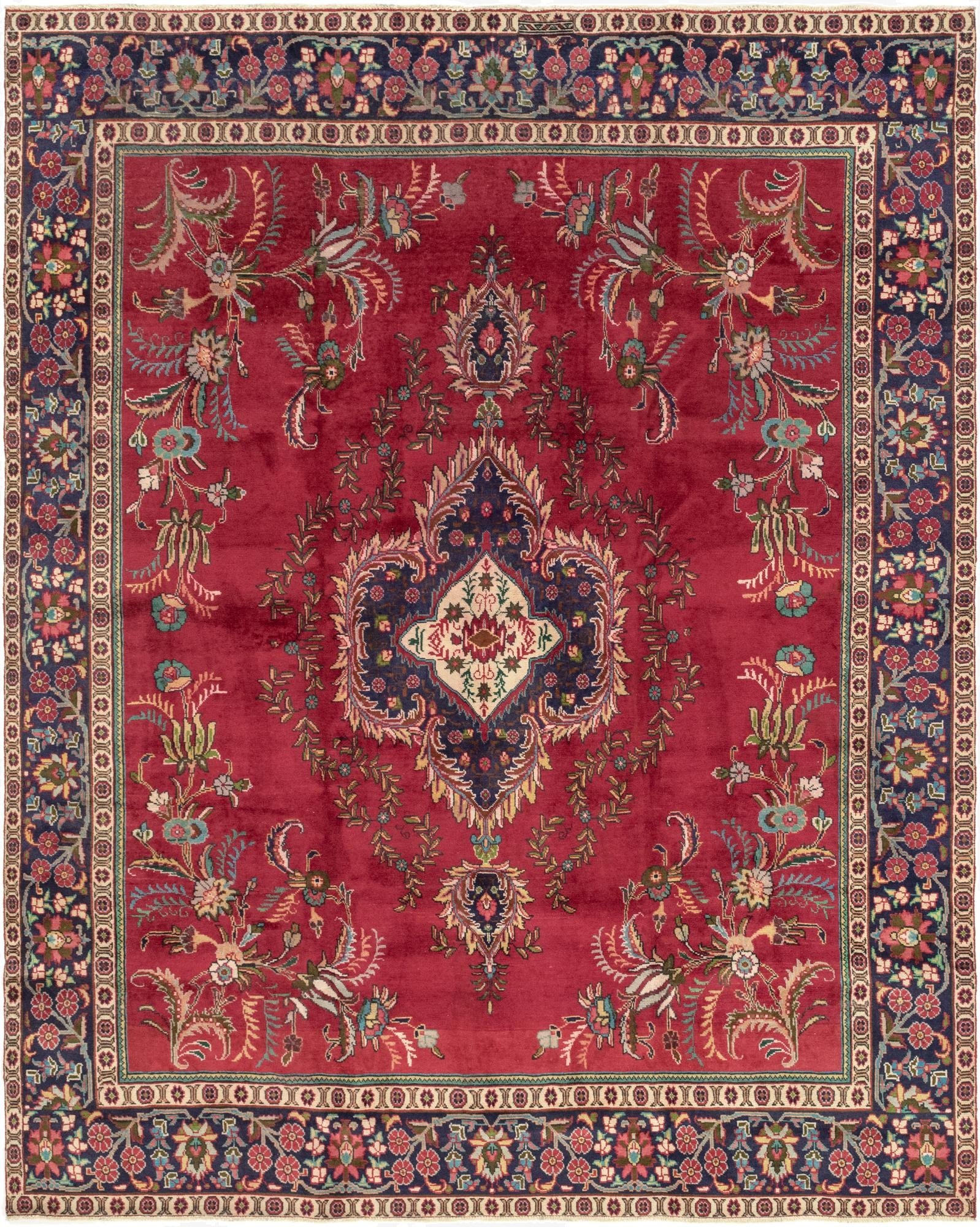 9' 8 x 12' 6  Hand Knotted Tabriz Persian Wool Rug
