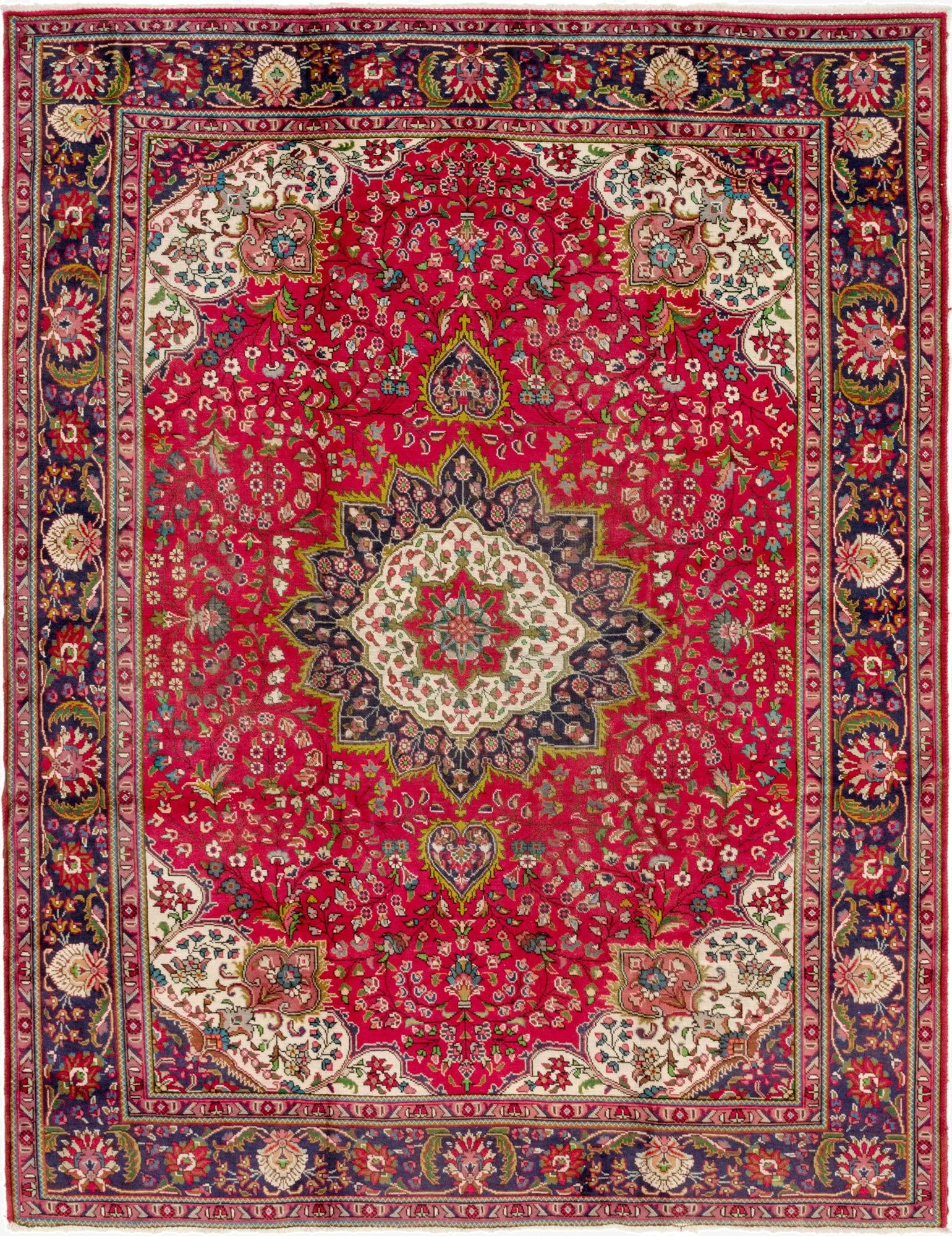 9' 8 x 12' 7  Hand Knotted Tabriz Persian Wool Rug