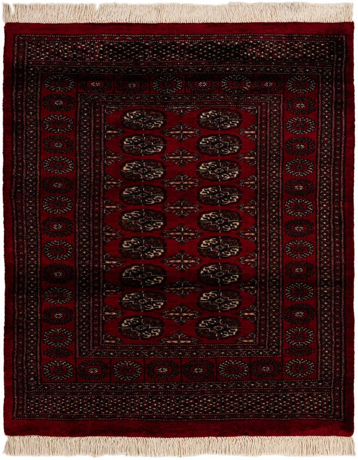 Detail image of 4' 3 x 5' 8 Hand Knotted Torkaman Persian Wool Rug