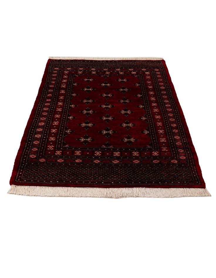 Detail image of 4' 2 x 6' 2 Hand Knotted Torkaman Persian Wool Rug