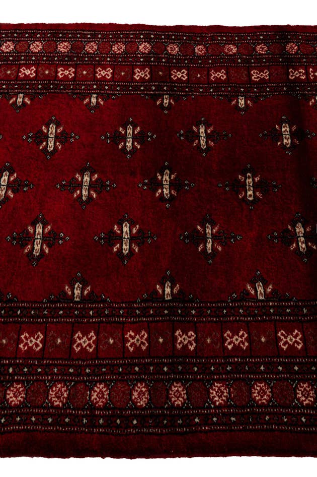 Detail image of 4' 2 x 6' 2 Hand Knotted Torkaman Persian Wool Rug