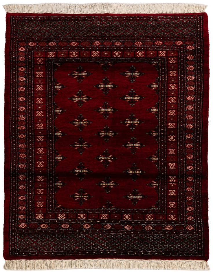 Detail image of 4' 2 x 6' 2 Hand Knotted Torkaman Persian Wool Rug