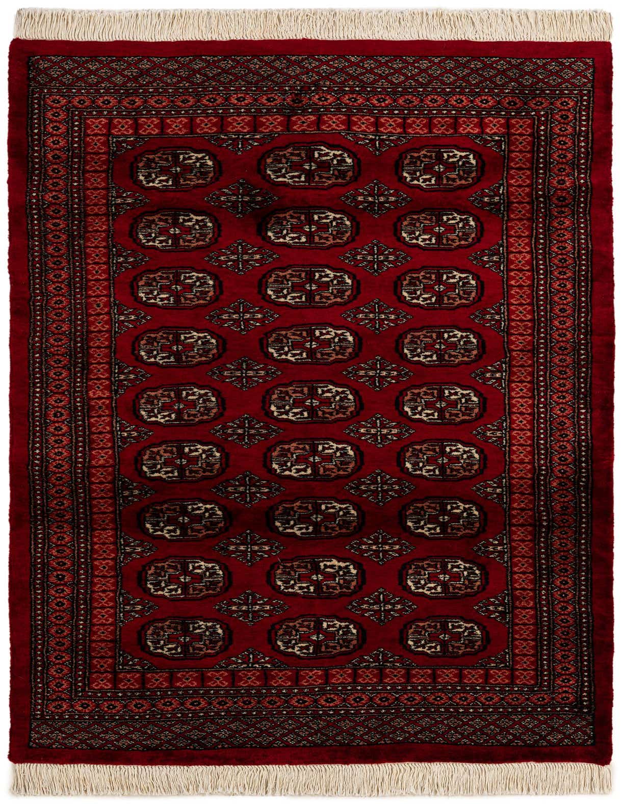 4' x 6' 2 Hand Knotted Torkaman Persian Wool Rug