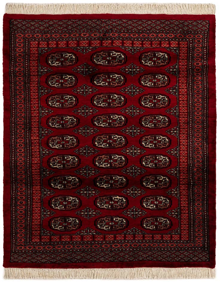 Detail image of 4' x 6' 2 Hand Knotted Torkaman Persian Wool Rug