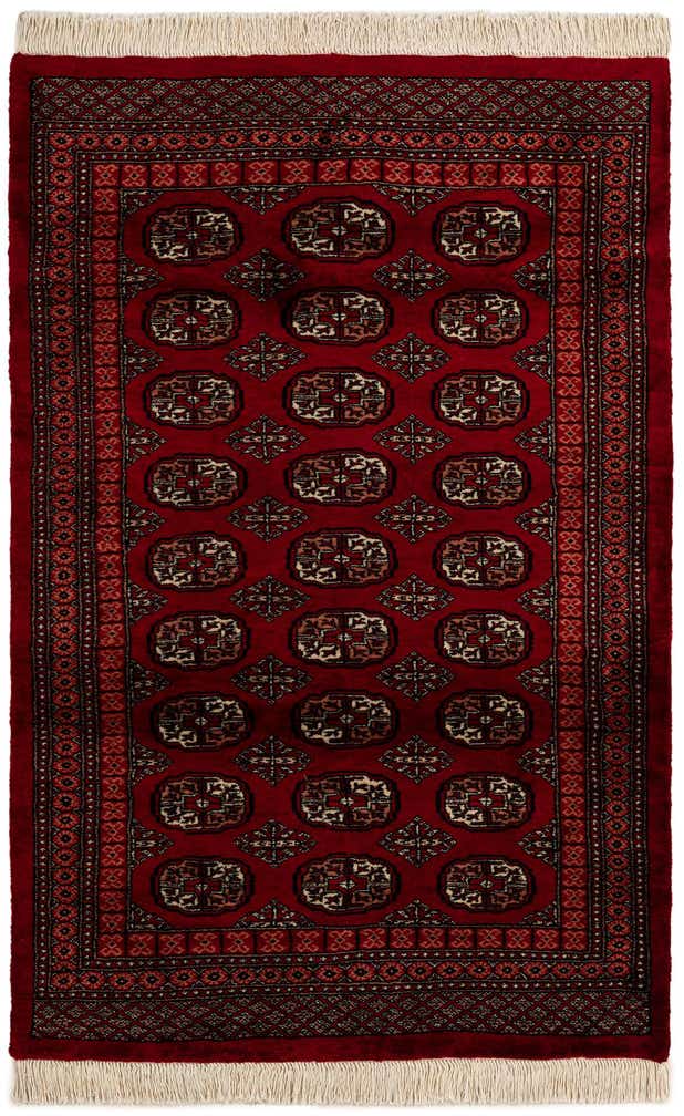 4' x 6' 2 Hand Knotted Torkaman Persian Wool Rug