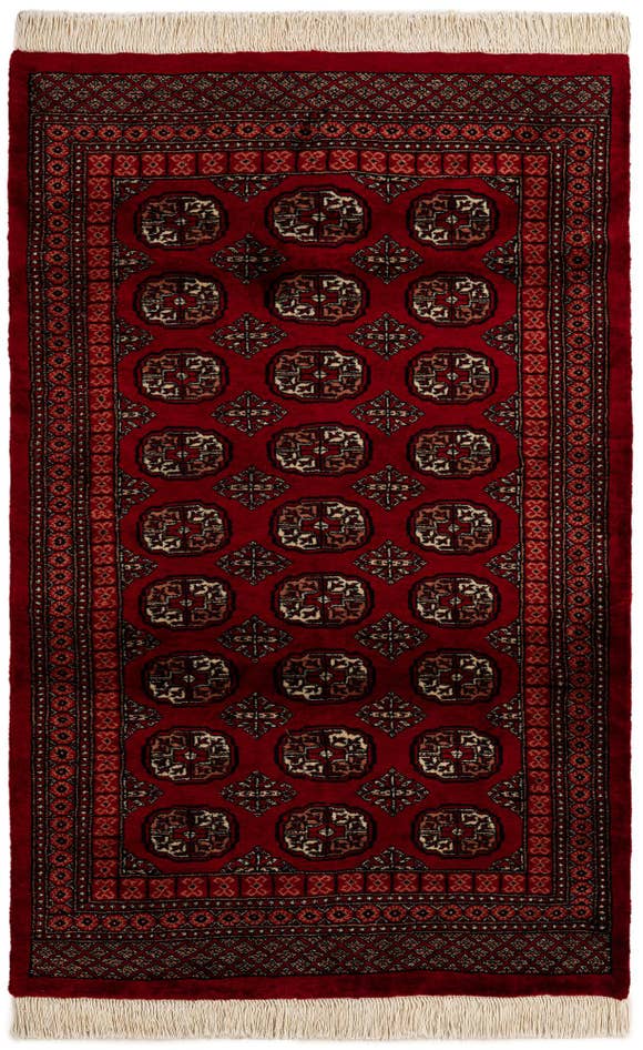 Detail image of 4' x 6' 2 Hand Knotted Torkaman Persian Wool Rug
