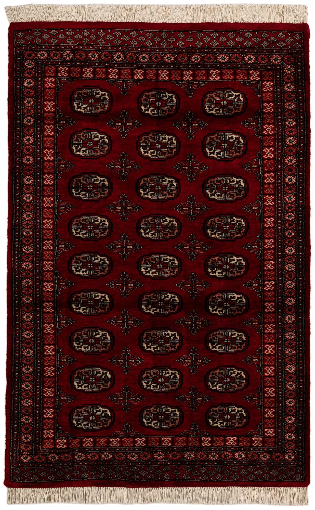 4' 3 x 6' 8 Hand Knotted Torkaman Persian Wool Rug