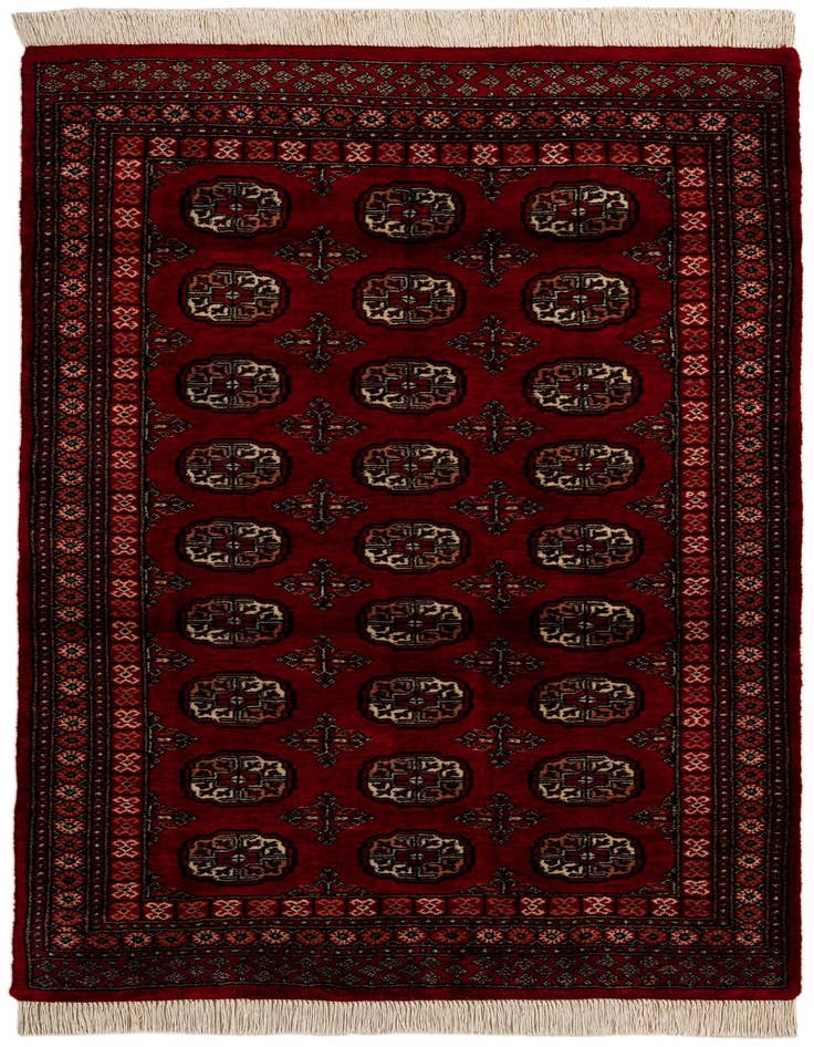 Detail image of 4' 3 x 6' 8 Hand Knotted Torkaman Persian Wool Rug