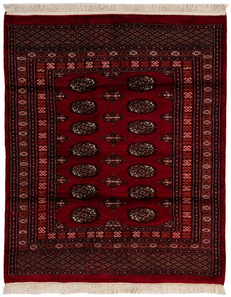 Detail image of 4' 3 x 6' 2 Hand Knotted Torkaman Persian Wool Rug