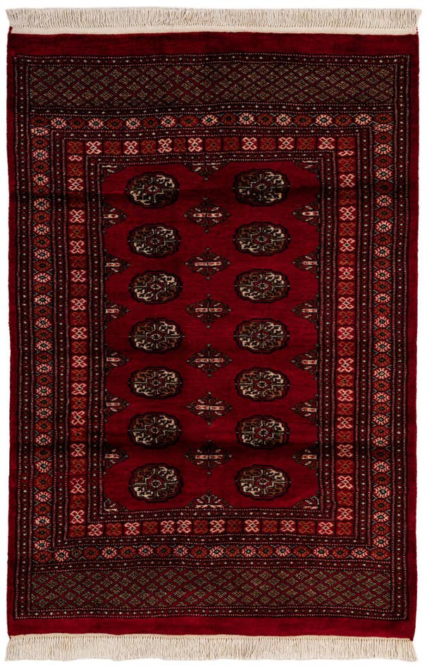 Detail image of 4' 3 x 6' 2 Hand Knotted Torkaman Persian Wool Rug