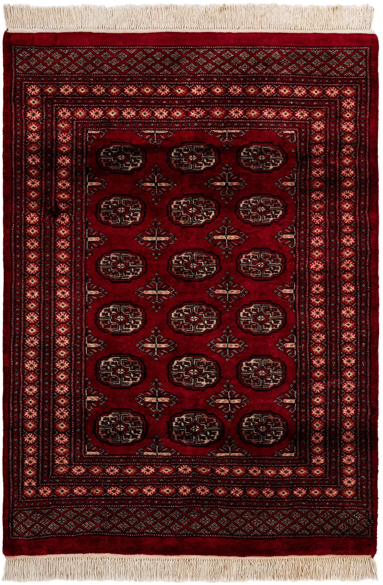 4' 2 x 5' 7 Hand Knotted Torkaman Persian Wool Rug