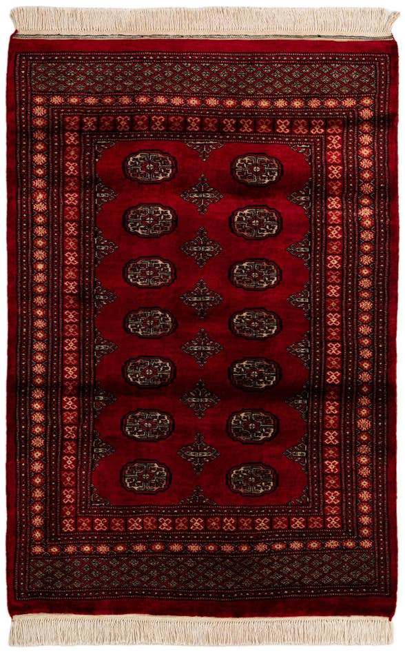 Detail image of 4' 1 x 6' Hand Knotted Torkaman Persian Wool Rug