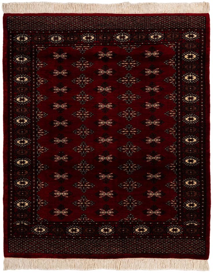 Detail image of 4' 3 x 6' Hand Knotted Torkaman Persian Wool Rug