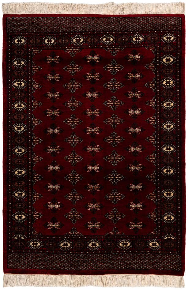 Detail image of 4' 3 x 6' Hand Knotted Torkaman Persian Wool Rug