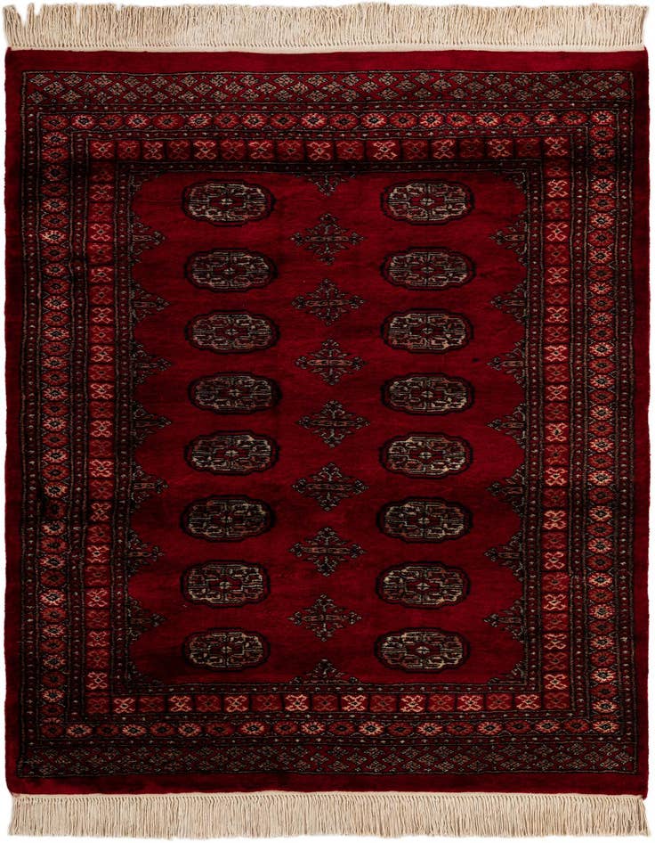 Detail image of 4' 2 x 6' Hand Knotted Torkaman Persian Wool Rug