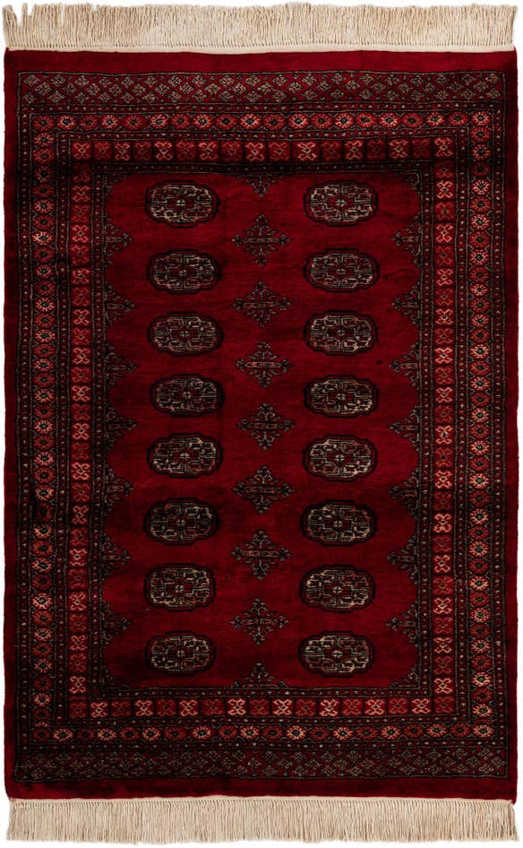 Detail image of 4' 2 x 6' Hand Knotted Torkaman Persian Wool Rug