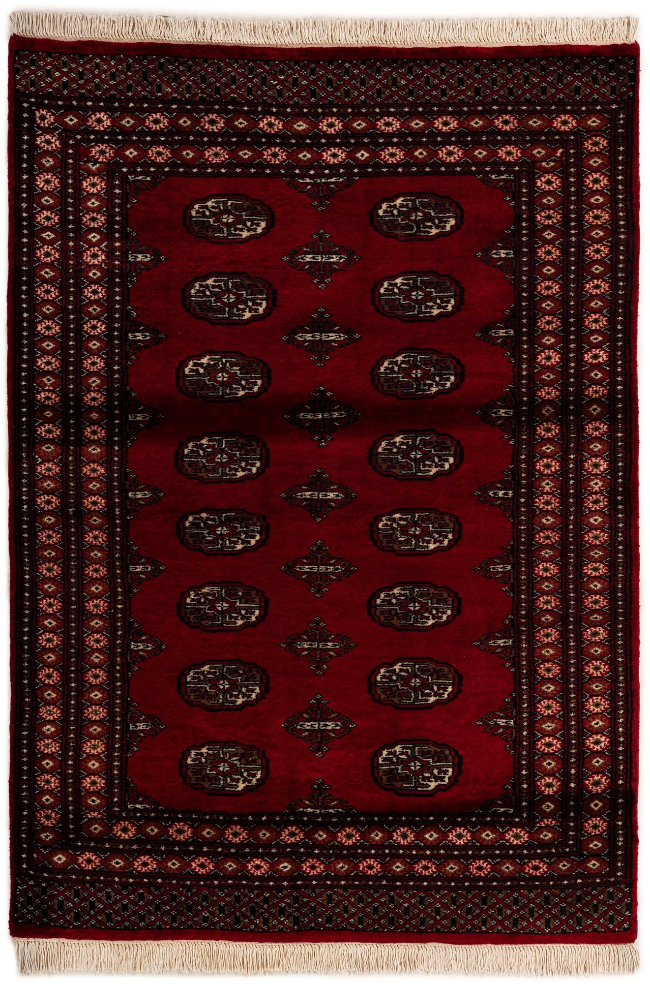 4' 4 x 6' 2 Hand Knotted Torkaman Persian Wool Rug