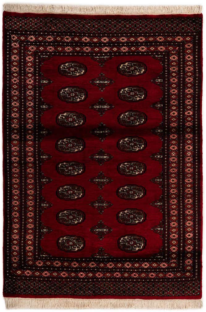 4' 4 x 6' 2 Hand Knotted Torkaman Persian Wool Rug