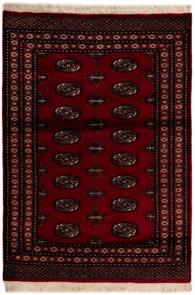 Detail image of 4' 4 x 6' 2 Hand Knotted Torkaman Persian Wool Rug