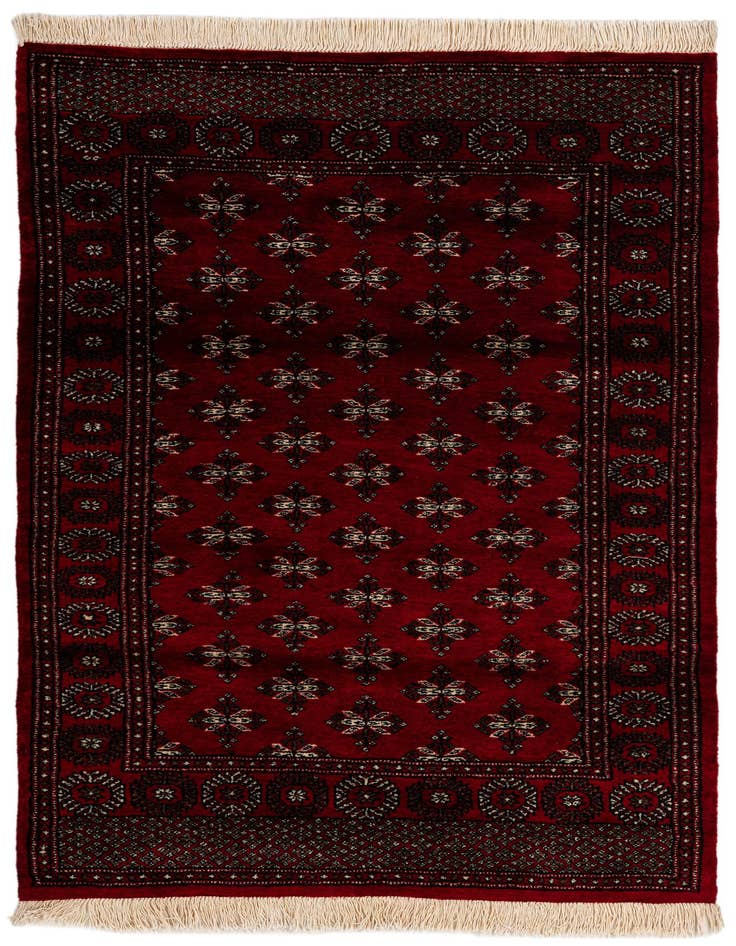Detail image of 4' 3 x 6' 4 Hand Knotted Torkaman Persian Wool Rug