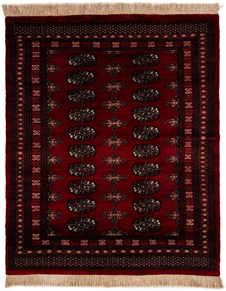 Detail image of 4' 1 x 6' 6 Hand Knotted Torkaman Persian Wool Rug