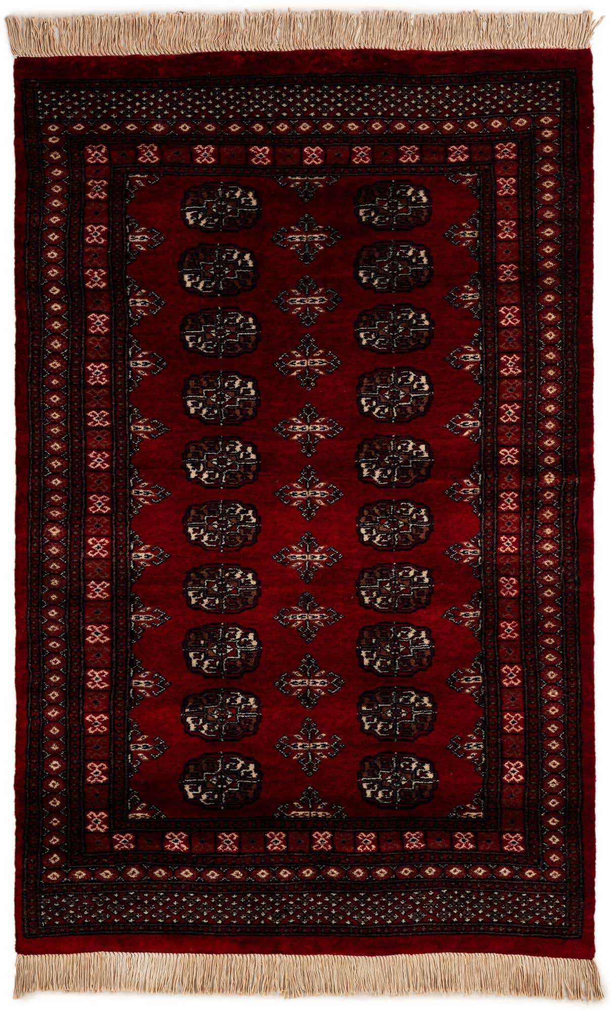 4' 1 x 6' 6 Hand Knotted Torkaman Persian Wool Rug