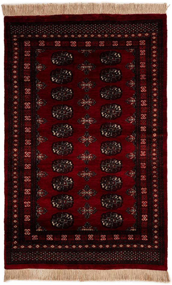 Detail image of 4' 1 x 6' 6 Hand Knotted Torkaman Persian Wool Rug