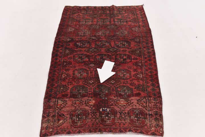 3' x 5' Hand Knotted Torkaman Persian Wool Rug