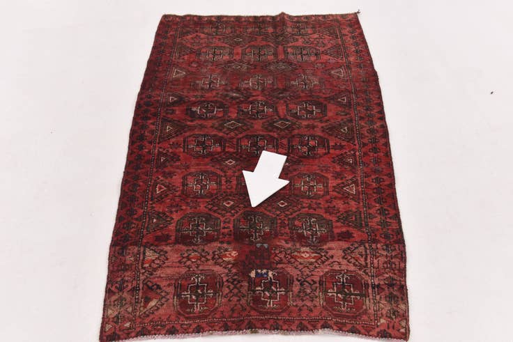 Detail image of 3' x 5' Hand Knotted Torkaman Persian Wool Rug