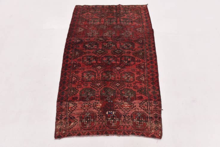 Detail image of 3' x 5' Hand Knotted Torkaman Persian Wool Rug