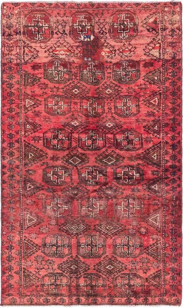 3' x 5' Hand Knotted Torkaman Persian Wool Rug