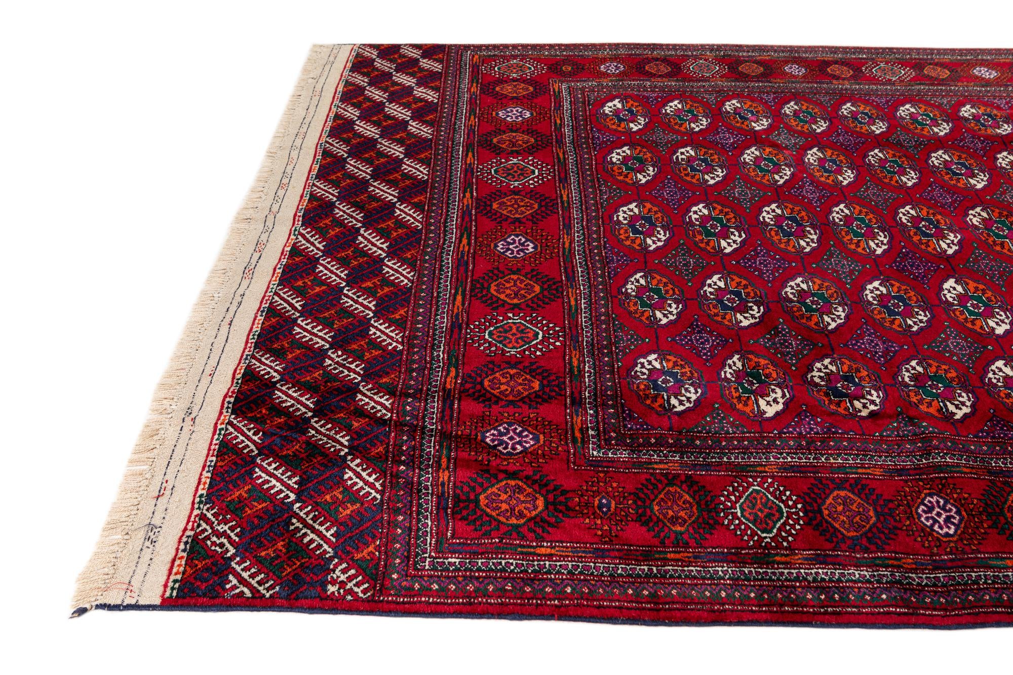 6' x 9' Hand Knotted Torkaman Persian Wool Rug