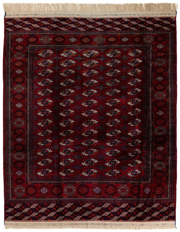 Detail image of 6' x 9' Hand Knotted Torkaman Persian Wool Rug