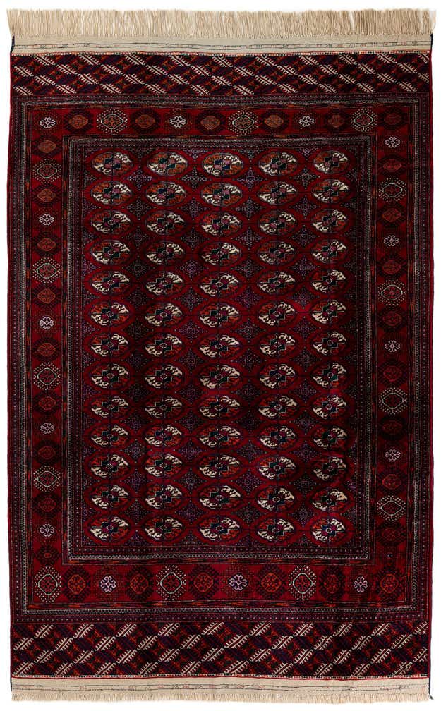6' x 9' Hand Knotted Torkaman Persian Wool Rug