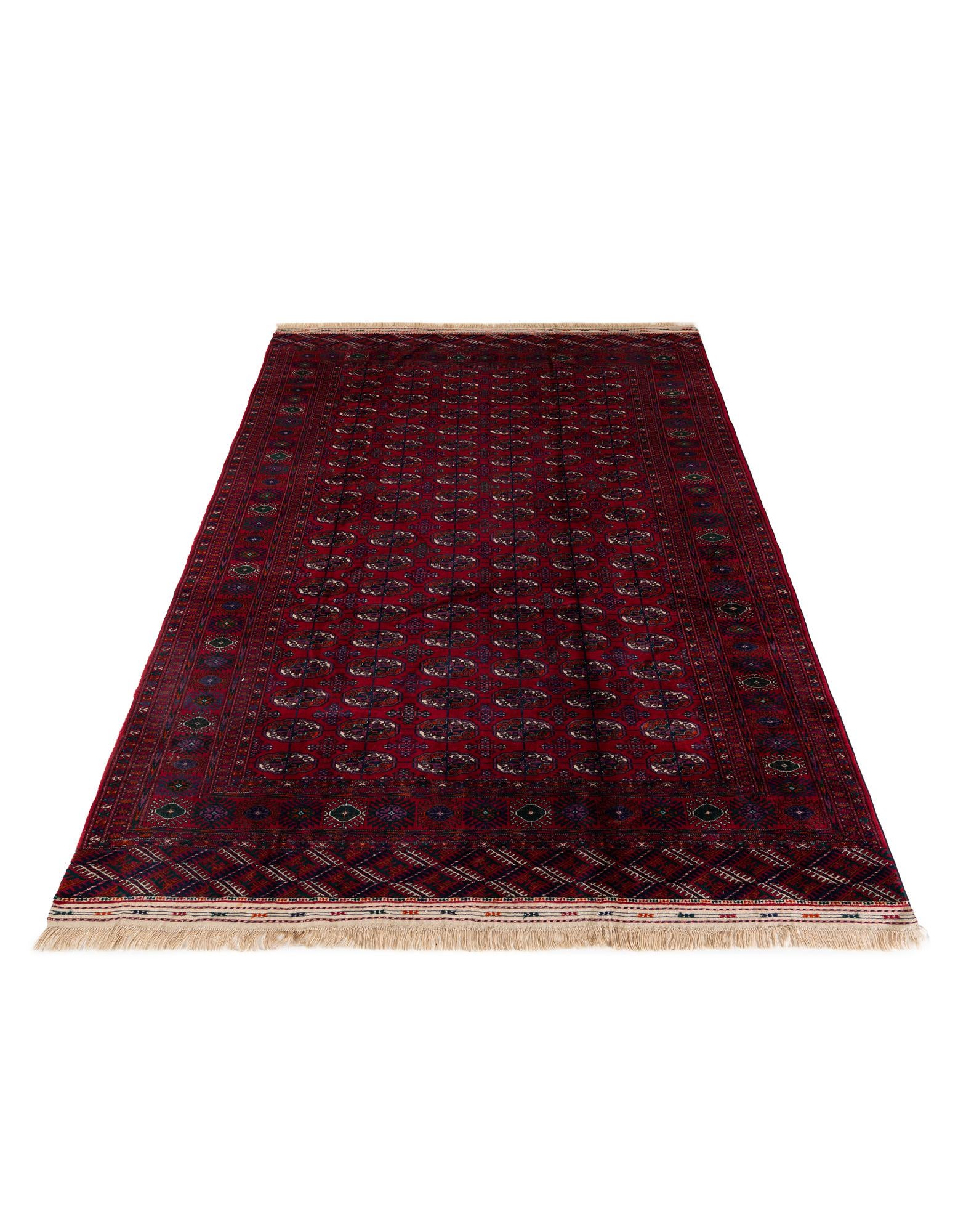 6' 7 x 10' 1 Hand Knotted Torkaman Persian Wool Rug