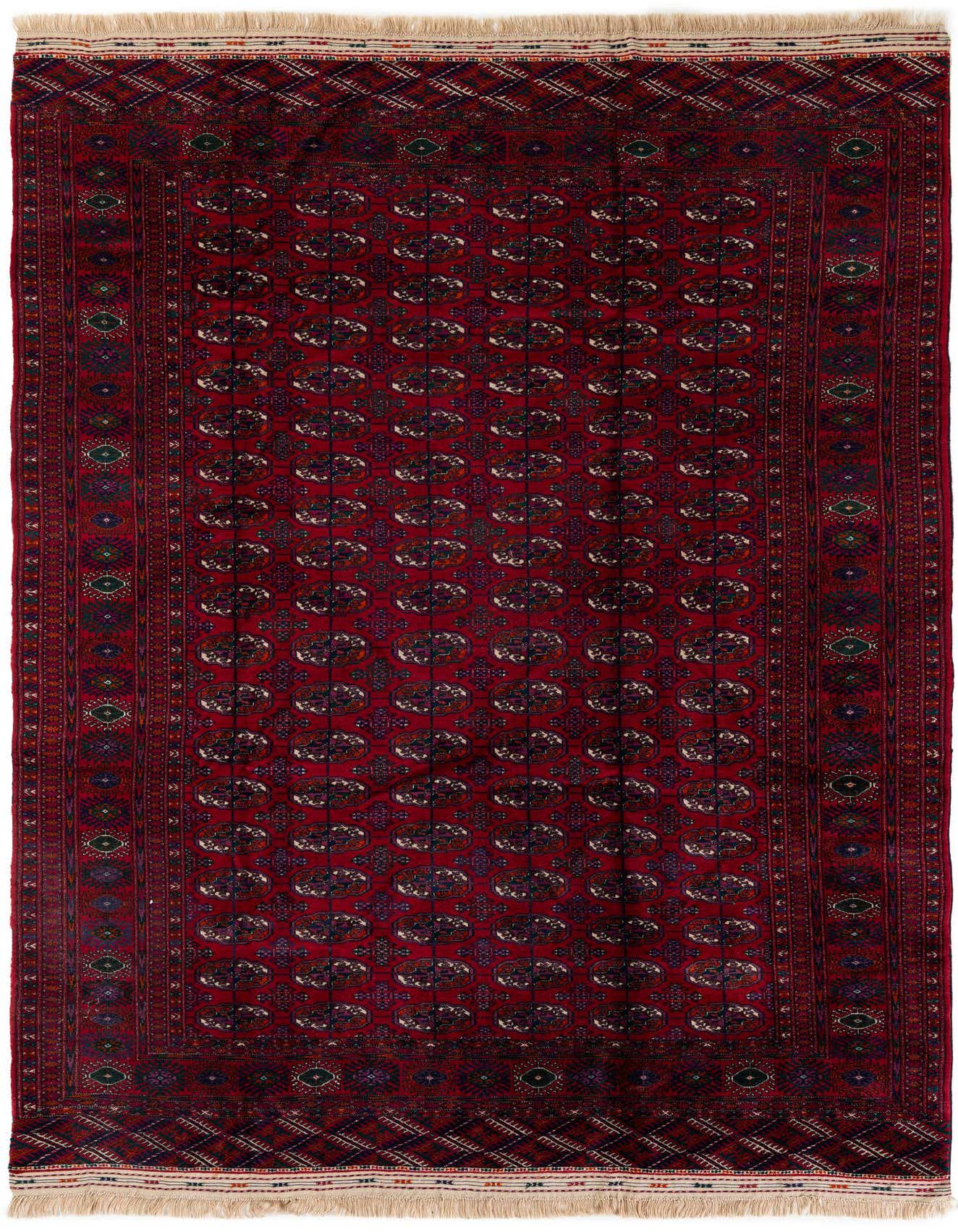 6' 7 x 10' 1 Hand Knotted Torkaman Persian Wool Rug