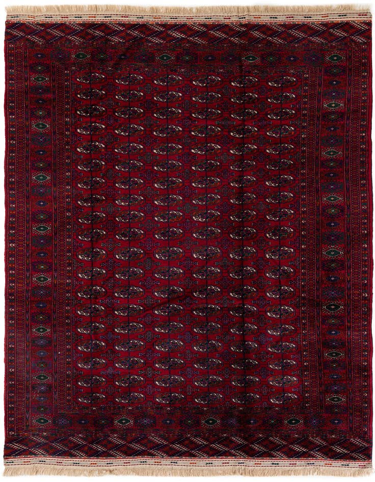 Detail image of 6' 7 x 10' 1 Hand Knotted Torkaman Persian Wool Rug