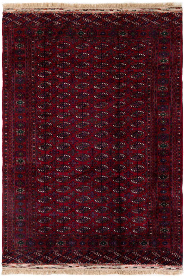 Detail image of 6' 7 x 10' 1 Hand Knotted Torkaman Persian Wool Rug