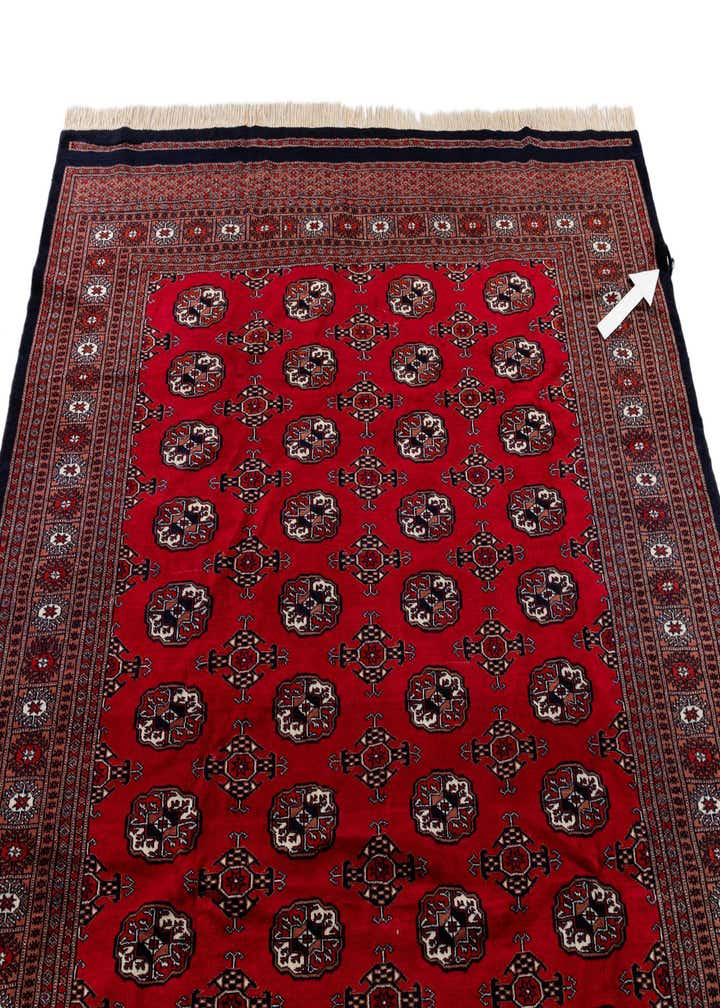 6' 1 x 8' 7 Hand Knotted Torkaman Persian Wool Rug